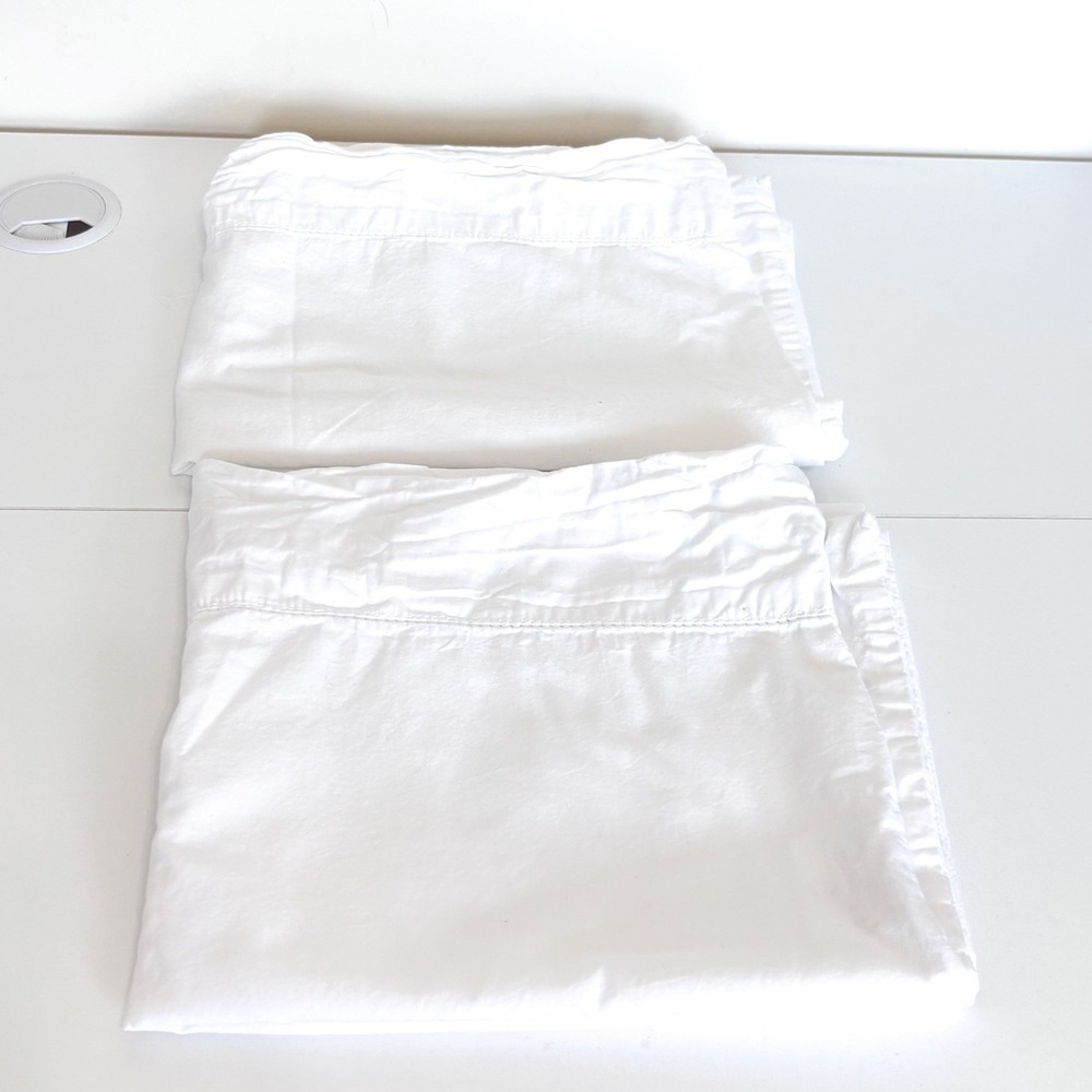 Vantona Classic White Cotton Pillowcases King 37X20 White Hemstitch Trim England